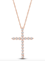 1/2 Carat Lab-Created Diamond Cross Necklace in 14K Rose Gold – 18″ Chain